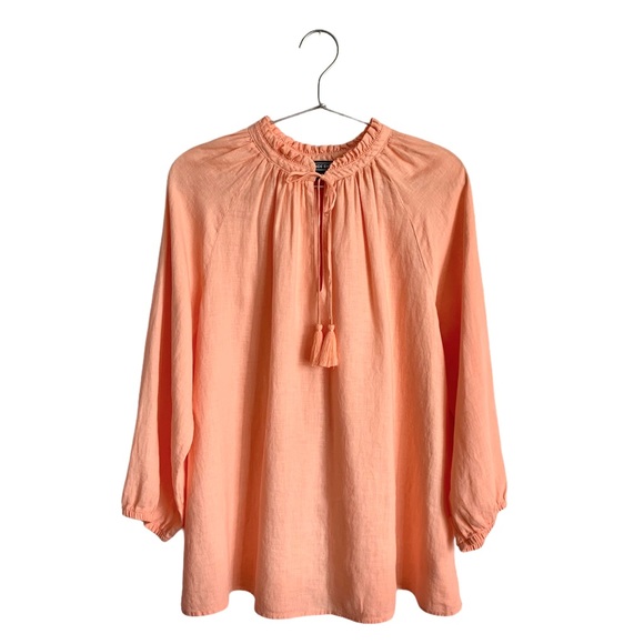 2/$50 - New Lands End Boho Peasant Linen Blouse - Picture 4 of 12